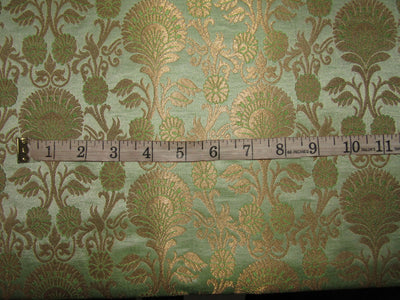 Silk Brocade fabric mint green x metallic gold color 44" wide BRO745A[1]