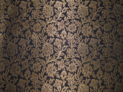 Silk Brocade fabric navy blue color 44" wide BRO705[3]