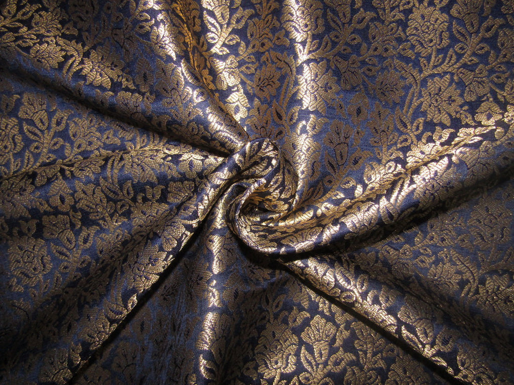 Silk Brocade fabric navy blue color 44" wide BRO705[3]