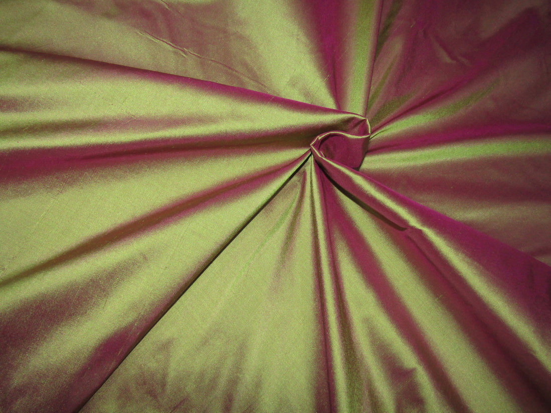 100% Pure silk dupion fabric green x pink color 54" wide DUP304_Roll