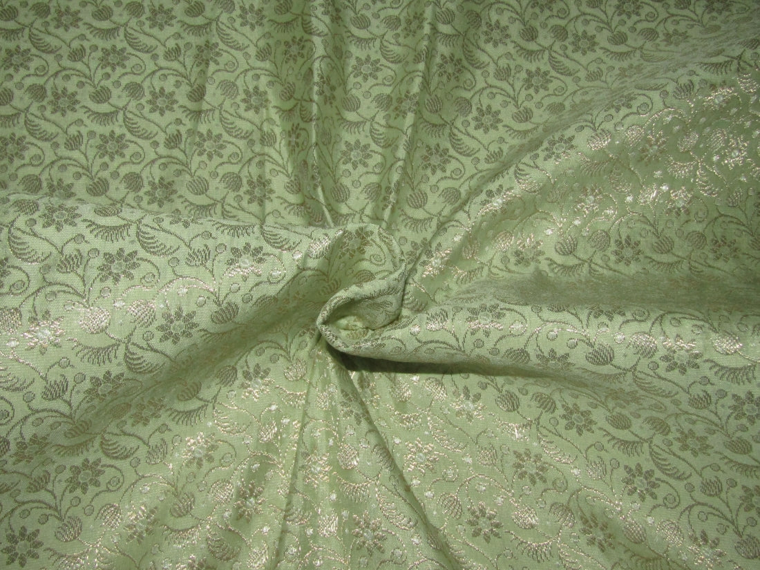 Brocade fabric mint green x metallic gold color 44" wide BRO759[6]