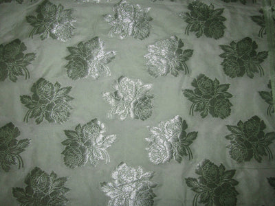 Brocade ivory with silver roses fabric  44&quot; wide BRO817[1]