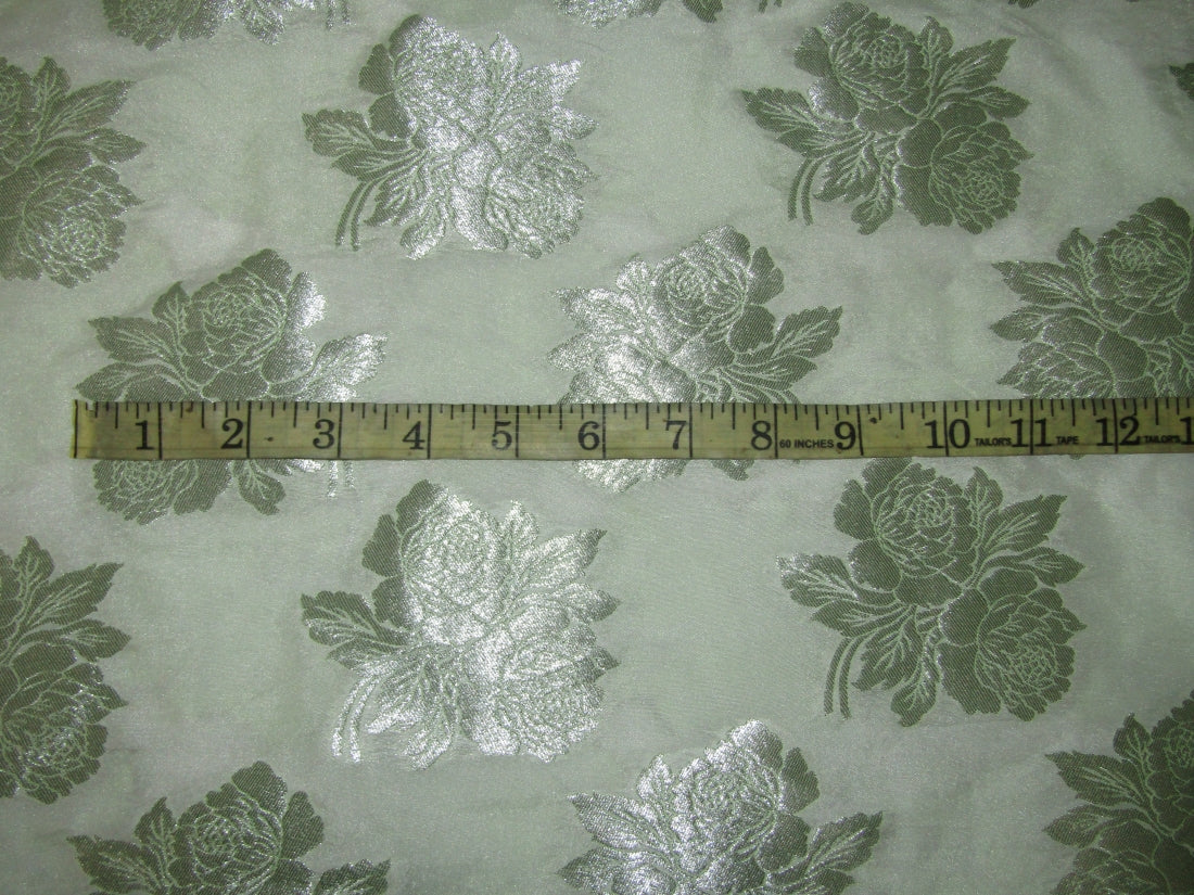 Brocade ivory with silver roses fabric  44&quot; wide BRO817[1]