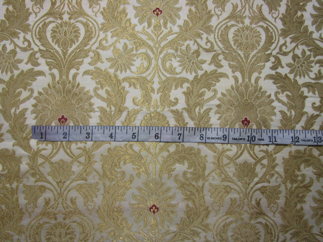 Silk Brocade KING KHAB fabric ivory and metallic gold color 36" wide BRO751[2]