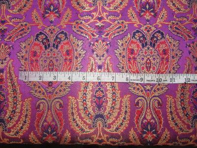 Silk Brocade KING KHAB fabric aubergine red navy and metallic gold color 36" wide BRO752[3]