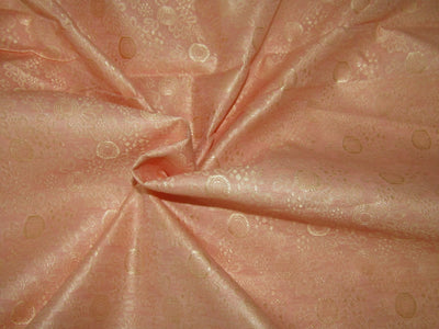 Brocade Floral pastel pinkish peach x metallic gold Fabric 44&quot; wide BRO817[2]