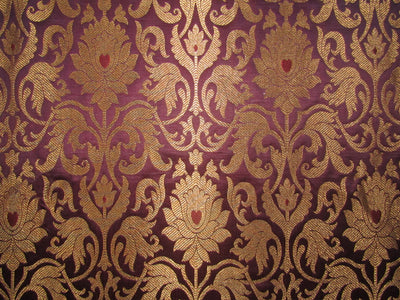 Silk Brocade fabric wine x metallic gold color 44" wide BRO753[3]