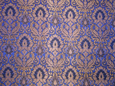 Silk Brocade fabric royal blue x metallic gold color 44" wide BRO754[1]