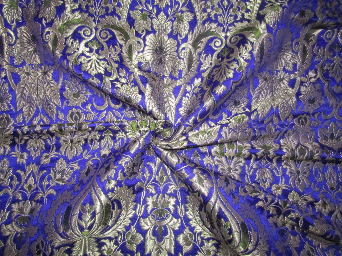 Silk Brocade KING KHAB fabric bright blue green and metallic gold color 36" wide BRO754[5]