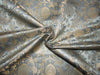 Silk Brocade fabric grey x metallic gold color 44" wide BRO755[4]