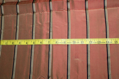 Silk tafetta fabric BRONZE GOLD AND BLACK stripe TAFS158[2] 54&quot; wide