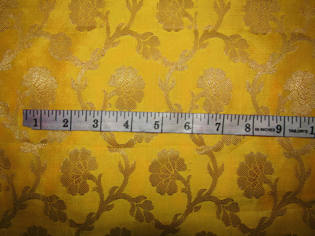 Brocade fabric yellow x metallic gold color 44" wide BRO756 A[2]
