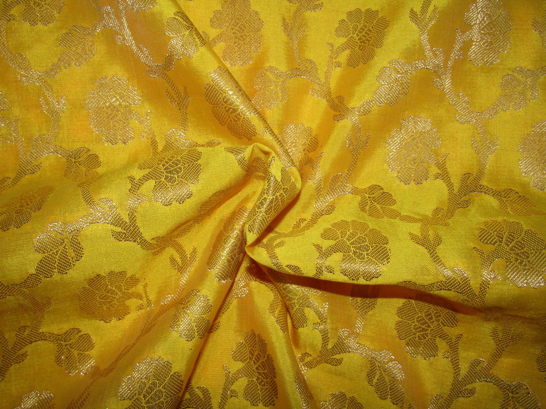 Brocade fabric yellow x metallic gold color 44" wide BRO756 A[2]