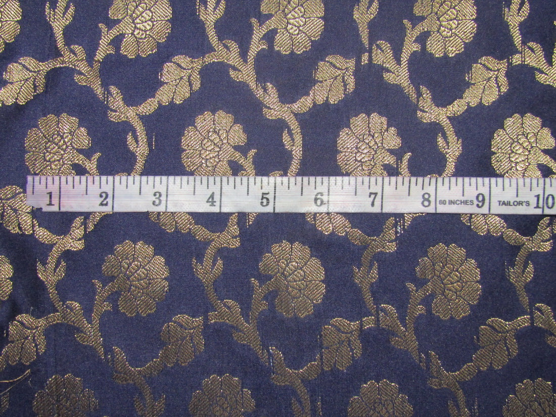 Brocade fabric navy x metallic gold color 44" wide BRO756 A[1]