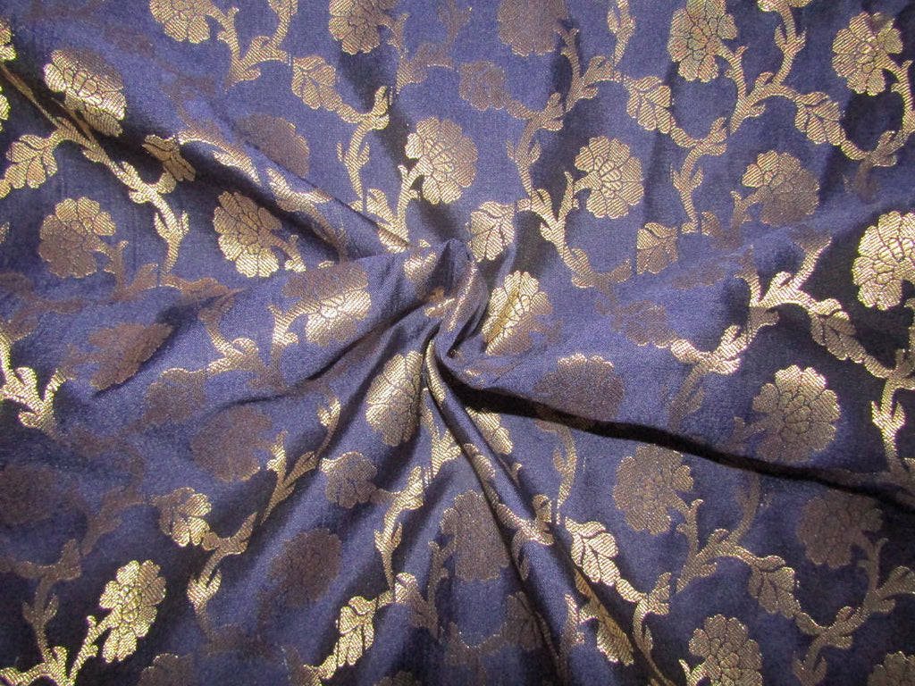 Brocade fabric navy x metallic gold color 44" wide BRO756 A[1]