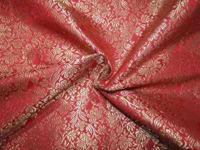 Brocade fabric bright red x metallic gold color 44" wide BRO756 A[3]