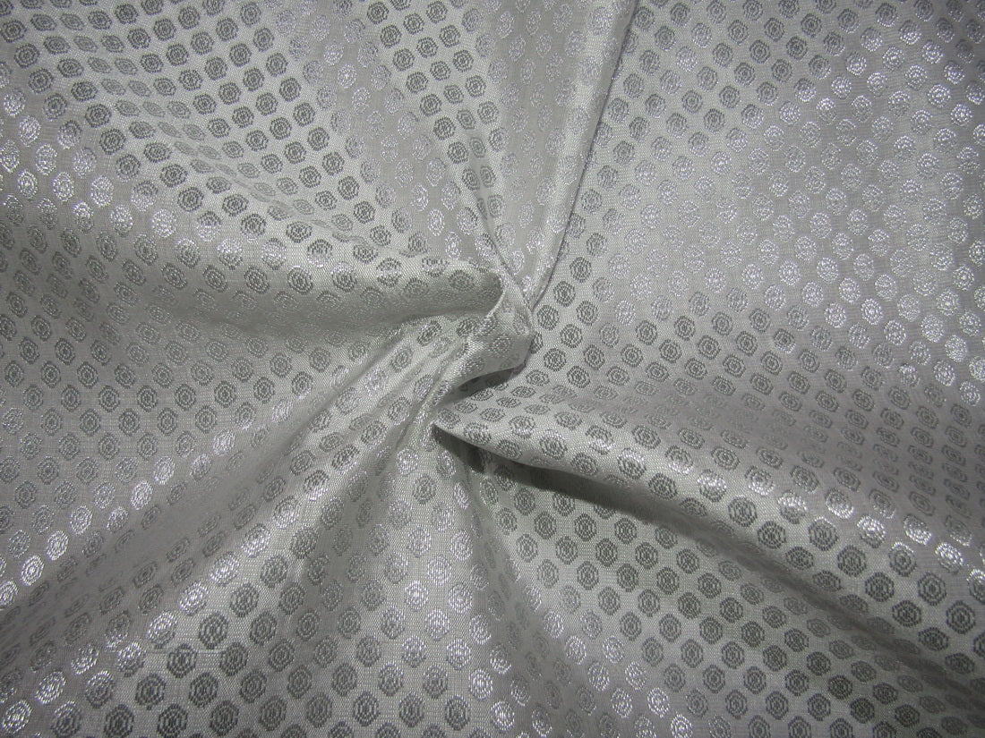 Brocade fabric white x metallic silver Color 44" wide BRO756 B [4]