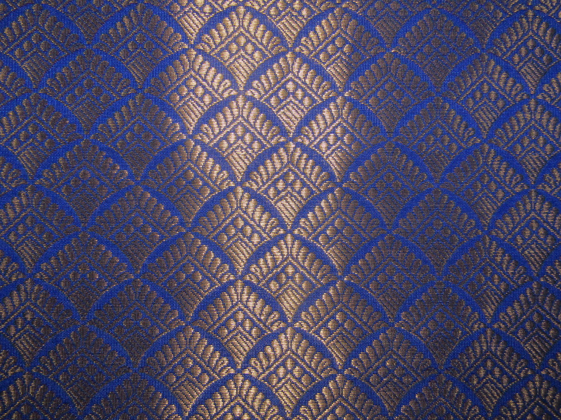 Brocade fabric royal blue x metallic gold color 44" wide BRO756 B[2]