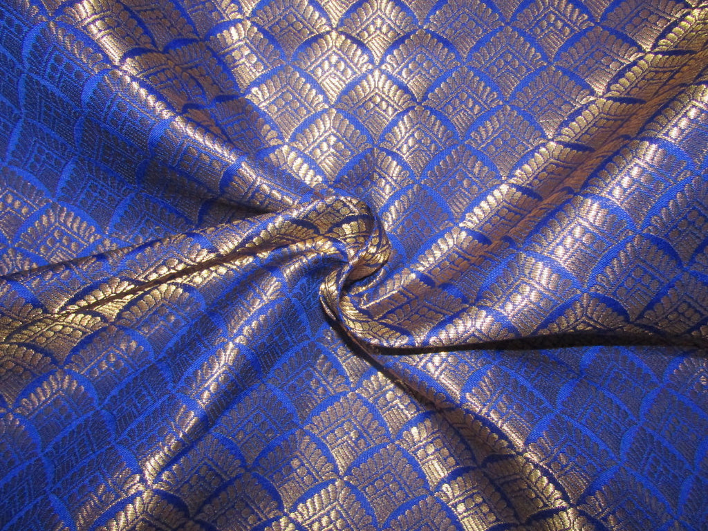 Brocade fabric royal blue x metallic gold color 44" wide BRO756 B[2]