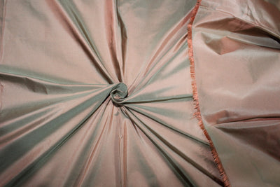 Silk taffeta fabric iridescent salmon x green 54&quot; 30MM TAF298[4]