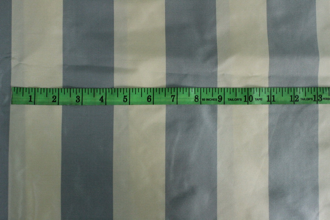 100% Silk Taffeta Fabric 54&quot; wide Dark ivory blueish grey Stripes TAFS159[2]