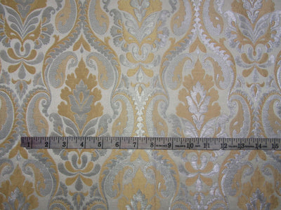 Silk Brocade KING KHAB fabric ivory gold and metallic silver color 36" wide BRO758[1]