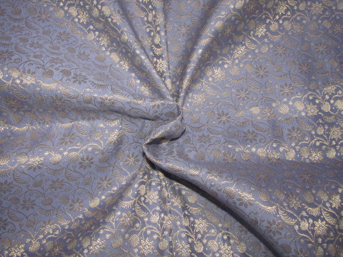 Brocade fabric lavender blue x metallic gold color 44" wide BRO759[3]