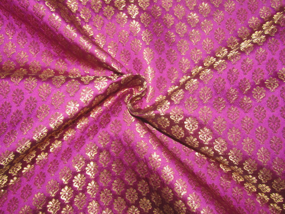 Brocade fabric aubergine x metallic gold color 44" wide BRO759[4]