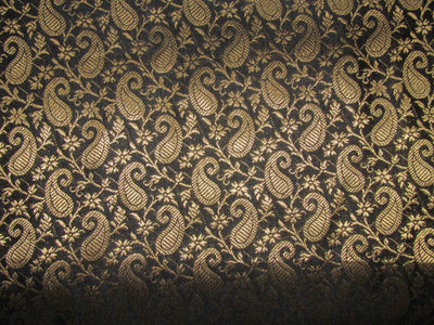 Brocade fabric black x metallic gold color 44" wide BRO760A[1]