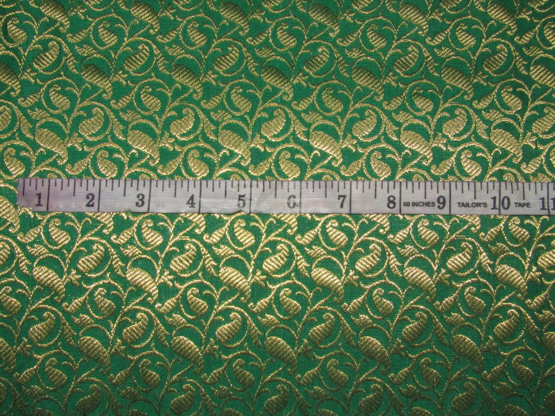 Brocade fabric green x metallic gold color 44" wide BRO760A[4]