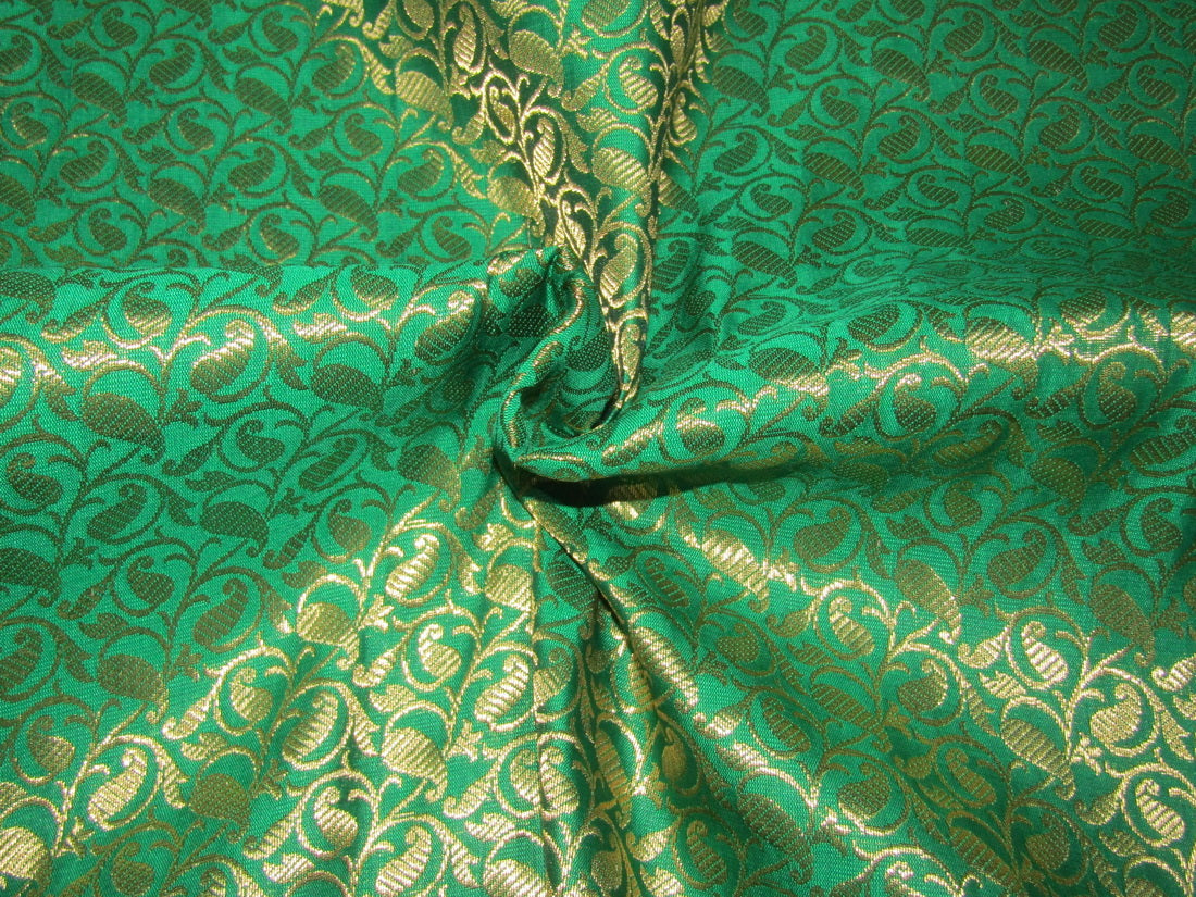 Brocade fabric green x metallic gold color 44" wide BRO760A[4]