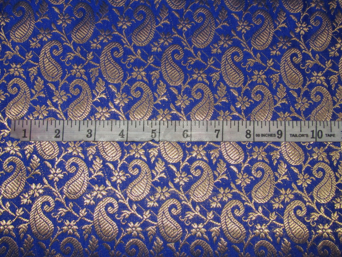 Brocade fabric royal blue x metallic gold color 44" wide BRO760A[2]