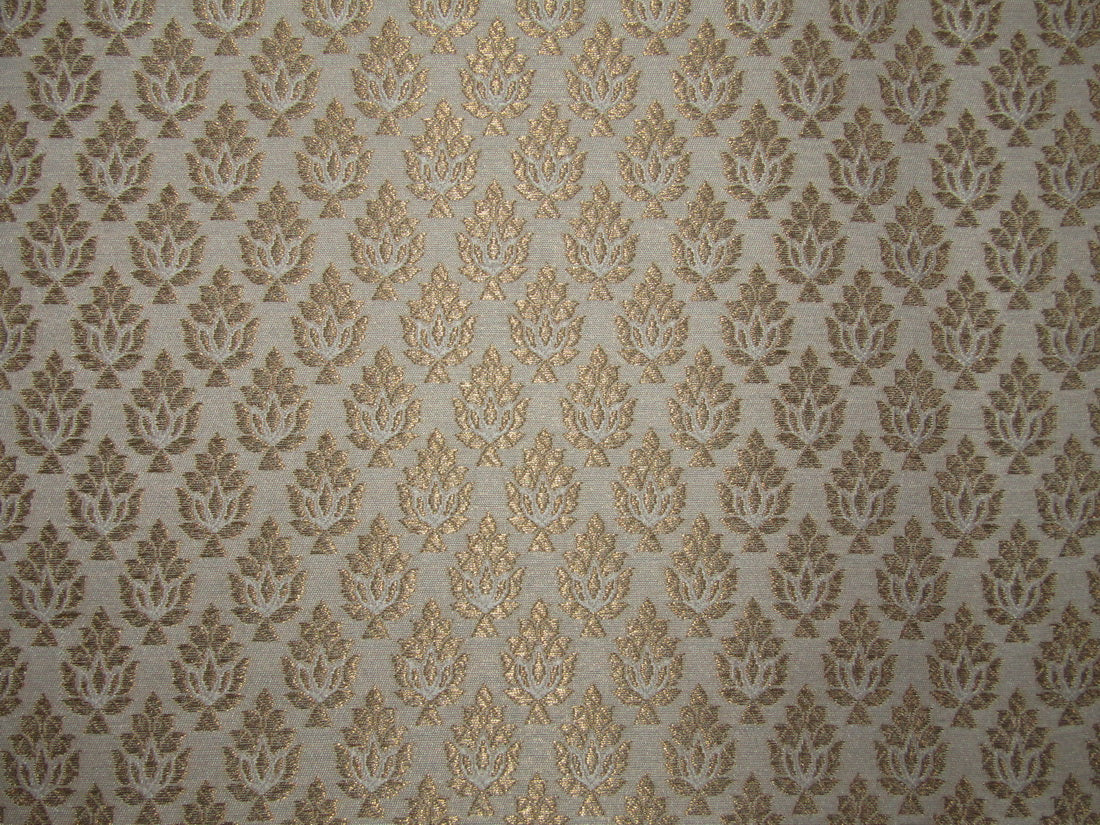 Silk Brocade fabric ivory x metallic gold color 44" wide BRO761[2]