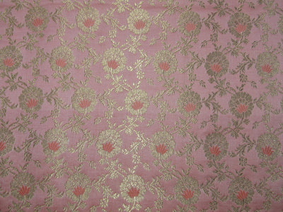 Silk Brocade fabric peach x metallic gold color 44" wide BRO757B[3]