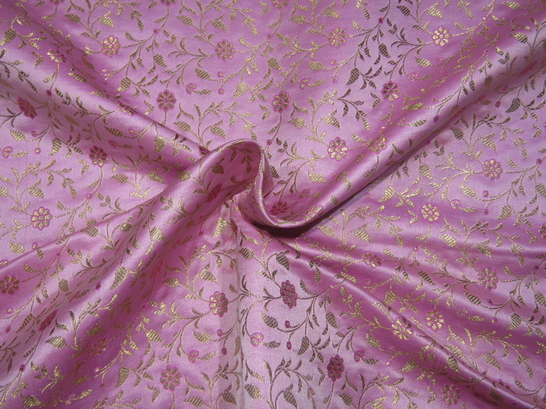 Silk Brocade fabric pink x metallic gold color 44" wide BRO757A[2]