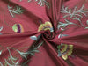 100% SILK DUPION Maroon with FLORAL EMBROIDERY 54&quot; wide  DUPE4