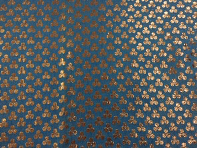 Silk Brocade sheer fabric teal green and metallic gold motive 44" wide BROS35[3]