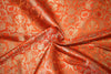 Brocade jacquard Fabric ORANGE x metallic gold color 44&quot;