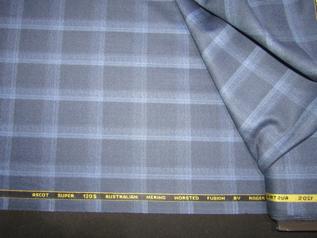 woolen fabric navy and blue plaids roger 58&quot; wide