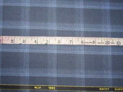 Suiting woolen fabric navy and blue plaids roger 58&quot; wide