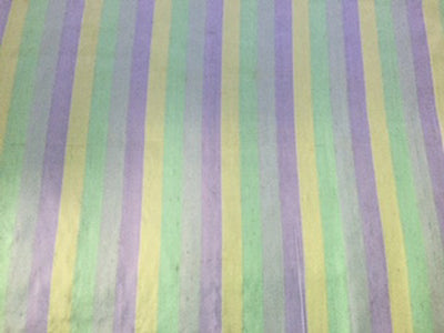 100% SILK DUPIONI green / lime/lavender stripes color 54" wide DUPS18[3]