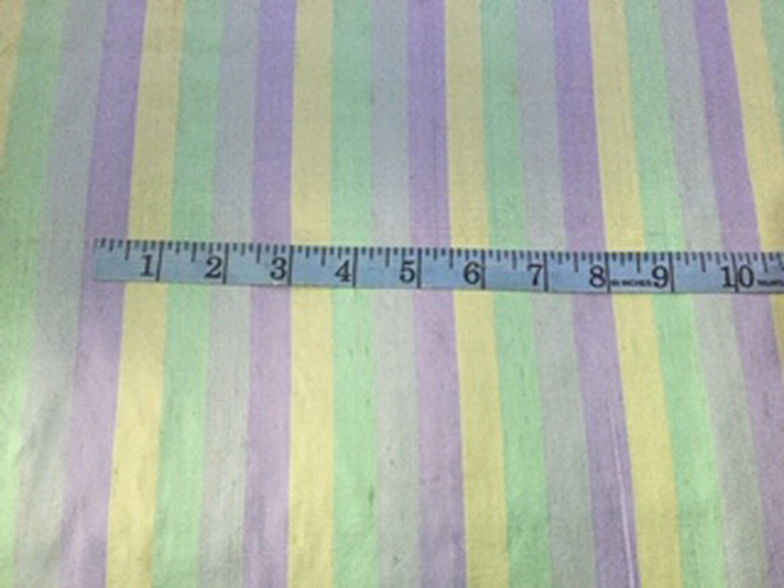 100% SILK DUPIONI green / lime/lavender stripes color 54" wide DUPS19[1]
