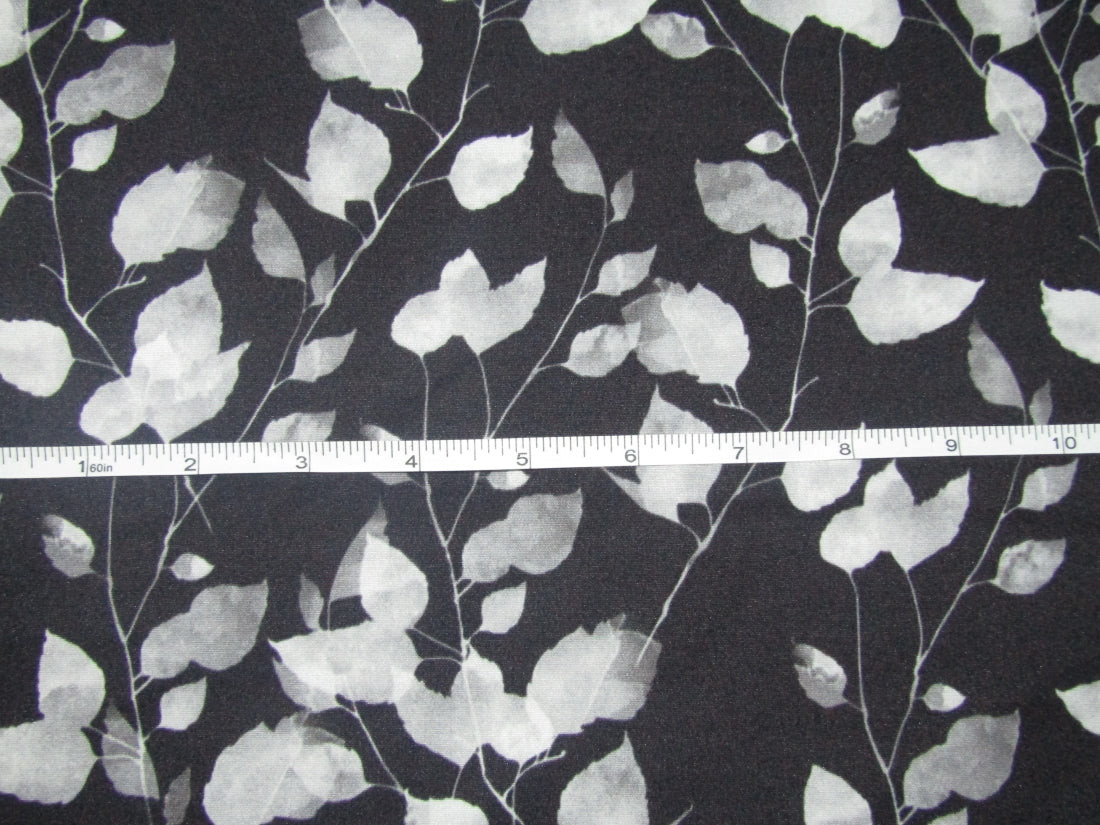 Black and White floral Printed crepe Scuba  Knit fabric 59&quot;[12036]