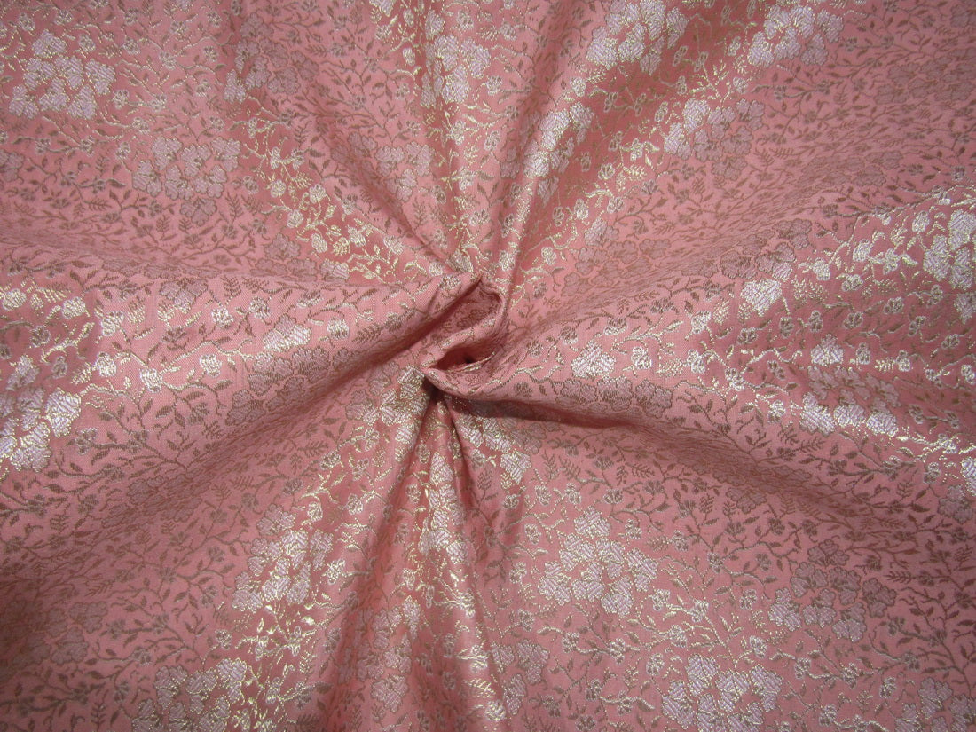 Brocade fabric peach,pink x metallic gold color 44" wide BRO763[1]