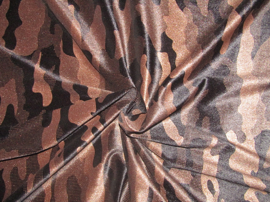 imported velvet tiger print Lycra shimmer lurex brown and black fabric 58" WIide FF2