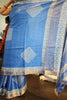 100% Silk Tussar Blue Indian sari with jacquard border