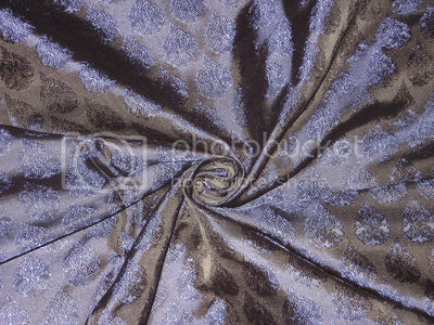 Silk Brocade fabric Blue &amp; Black BRO188[6]