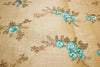 Polyester Dupion with embroidered flowers and metallic gold leaves 44&quot; wide