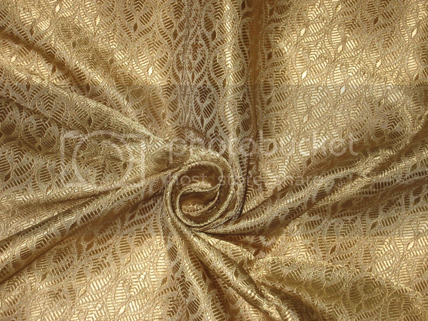 Silk Brocade fabric Gold color