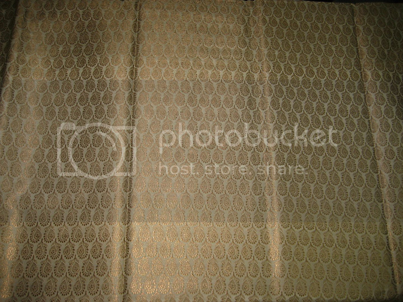 Silk Brocade fabric Gold metallic &amp; Creamy Ivory color 44" wide BRO185[6]